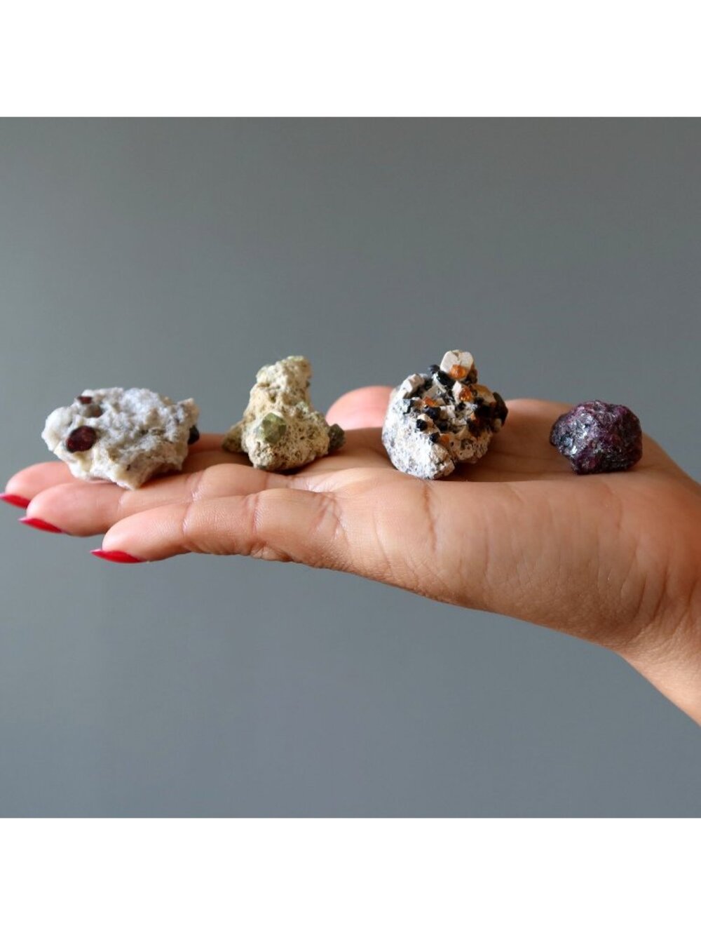 Garnet Raw Rare Lot of 4 Pyrope Spessartine Demantoid Rhodolite Cluster Stones